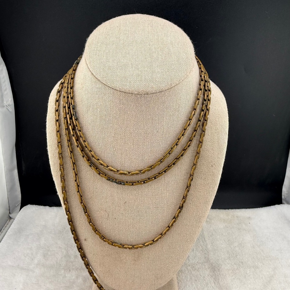 Vintage Multi Strand OLD Chain‎ Necklace REPAIR Bronze Tone 15 READ
